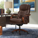 La-Z-Boy Delano Big & Tall Executive Office Chair, Ergonomic Mid-Back Body Pillow Lumbar Support, Chestnut Brown