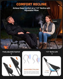 Trakiom High Back Folding Camping Chair, Widened Seat & Lightweight Black Portable Chair with Stable Design, Adjustable Head Support for Beach, Camping, Festival, Hiking and Outdoor Travel
