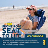 GCI Outdoor Backpack Beach Chair | Reclining Folding Chair with Durable Armrests, Drink Holder & Carry Straps, Perfect for Beach Trips & Picnics — Nautical Blue