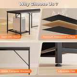 66" L Shaped Gaming Desk with LED Lights & Power Outlets, Computer Desk, Black
