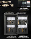 40 Position Slotted Key Cabinet with Combination Lock Resettable Black Digital Security Storage Box Steel Key Organizer