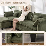 Corduroy Cloud Couch Modular Sectional Sofa,Oversized Deep Seat Modern Sectional Couches for Living Room