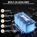 Rvpozwer 12V 200Ah LiFePO4 Deep Cycle Lithium Battery with 200A BMS 2 Pack
