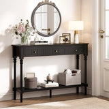 JOINICE Black Console Table with Drawers for Entryway 43", French Modern
