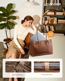 LOVEVOOK Laptop Tote Bag for Women, 15.6 Inch Waterproof Leather Work Purse, Computer Briefcase Handbag with Zipper for Office Business, Teacher & Travel