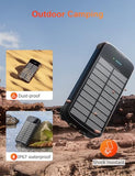 MINRISE Solar Charger Power Bank, 40000mAh Portable Charger PD 20W Fast Charging Solar Power Bank Built in 4 Cables and USB-C in/Output, Camping Essentials External Battery Pack with Flashlights