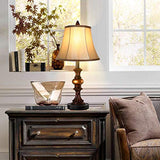 Touch Control Traditional Table Lamp Set of 2, Vintage Bedside Lamps with Dual USB Charging Ports, 3-Way Dimmable Bronze Finish Desk Lamps