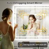 60x40 LED Bathroom Mirror, Dual Lit Anti-Fog Wall Vanity Mirror
