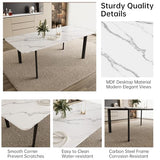 Extendable Dining Table Set for 6-8 People, 63 to 78.7 Inch MDF Kitchen Table with 8 Faux Leather Dining Chairs