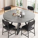 Jocoevol 51“ Round Kitchen Dining Room Table for 6-8, Circle Dining Dinner Table with Pedestal Metal Frame, Space Saving Wood