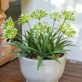 HIFORESTAR 8 Bundles Artificial Flowers Plants for Outdoor Planters | 18.9 in Green Large Fake Flowers | Spring Summer Look Real Plasic Faux Plant for Front Porch Pathway Garden Patio (Green)