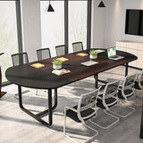 70.86 Inches 6FT Oval Conference Table, Two-Tone Finish Curved Meeting Tables for Office