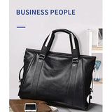 Handbag Men's Genuine Leather Bag Horizontal Inscription Laptop