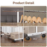 VICERII Clothes Rack, 130LB Capacity Heavy Duty Clothing Rack with Wheels and Bottom Shelf, 52.17 Inch Rolling Racks for Hanging Clothes, White