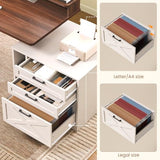 55" Height Adjustable Computer Desk with 3 Drawers, File Cabinet, Storage Shelves