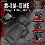 Frelaxy Lifting Wrist Straps, Rubber Weight Lifting Grips with Non-Slip Palm & Wrist Wraps Support for Deadlifts, Pull Ups, Rows, Heavy Powerlifting, Lat Pulldowns