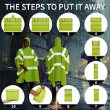 SRsafety Hi Vis Rain Poncho,High Visibility Rain Ponchos for Adults with Pocket,Safety Rain Jacket Stowable Conjoined Cap (yellow)