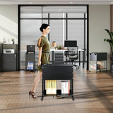 MIIIKO Mobile File Cart with Lock, Rolling File Cabinet Hanging Letter