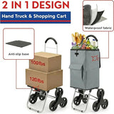 Grocery Foldable Trolley with Extra Large Shopping Bag Laundry Utility Cart with Adjustable Bungee