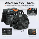 KastKing BaitSpace Fishing Tackle Bag With 4 Tackle Boxes & Removable Bait Binder, Water-Resistant Tackle Storage, Durable Fishing Gear, Adjustable Shoulder Strap