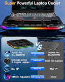 PRO Gaming Laptop Cooling Pad, RGB Laptop Cooler Stand with Powerful Turbofan (3500 RPM), Height Adjustable Laptop Fan Cooling Pad