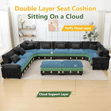 Oversized Modular Sectional Sofa Set, Convertible Deep Seat Cloud Couch with Ottoman