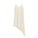 Women's Satin Lace Dress Asymmetric Cocktail Mini Dress Layering Essentials Elegant Dresses Date Night Outfits(White,M)