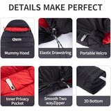 QEZER Sleeping Bag for Adults 650FP Down Mummy Sleeping Bag Cold Weather 3-Season Lightweight Compact for Camping Backpacking Hiking Travel 36°F-63°F