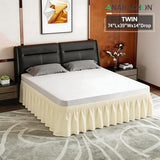 ANARACHON Twin Bed Skirt, Elastic Wrap Around Bed Skirt Twin Size, Bed Skirts for Adjustable Bed, Easy Fit with 14" Drop Length Tailored Drop Dust Ruffle (Light Yellow)