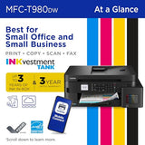 Brother INKvestment Tank 980 Wireless and Ethernet Color Inkjet All-in-One Printer with Multipurpose Tray