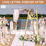 56" Gold Easel Stand for Sign, Heavy Duty Display Easel with Adjustable Chain