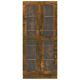 Rustic Oak Bookshelf with Doors - 186cm Tall Freestanding CD Storage Unit & Stylish Bookcase for Living Room & Home Office - Modern Sideboard Organizer