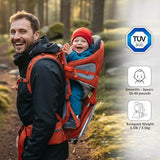WIPHA Baby Backpack Carrier, Adjustable Child Carrier with Sunshade, Lightweight Hiking Carrier for Toddlers, Breathable Design, Large Storage, Travel & Camping (Orange)