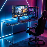 NessCarsti 53.14" Glass Office Desk, Modern Rectangular Computer Desk