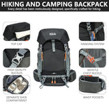 MIVENTO 35L Hiking Backpack - Water-Resistant Nylon Bag with Top Flap Cover, Camping Travel Daypack for Men Women ﻿ (Black)