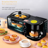 Breakfast Station with Coffee Maker, 1250W Electric 9L Non-Stick Toaster Oven with Frying Pan, Multi-Function Sandwich Maker for Eggs, Bacon, Sausages