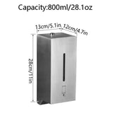 SUREK Automatic Soap Dispenser Stainless Steel Soap Dispensing Wall Mount Lotion Dispenser Battery Operated 800ml/28.1oz