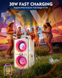 YIER Bluetooth Speaker, 240W Peak Loud Party Speaker with Big Bass, 20H Playtime, TWS, BT5.3, Large Portable Wireless Boom Box with LED Light for Outdoor Backyard Beach Home (Leather White)