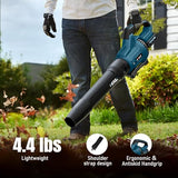 GEVEELIFE Leaf Blower Cordless, 650CFM & 3 Speed Levels, Electric Cordless Leaf Blower with 2 * 5.0Ah Battery Powered, Blue Blowers