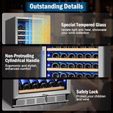 24" 190-Bottle Freestanding Wine Cooler, Low Noise with Sliding Shelves