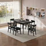 Muwuele Solid Wood Extendable Dining Table for 4-8 People with Seamless Extension from 47.2 to 63 Inches