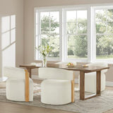 KISLOT Upholstered Dining Chairs Set of 4 with Casters, Wood Arm, Off White