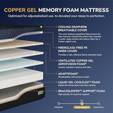 EGOHOME Twin XL Adjustable Bed Frame and 14" Cooling Memory Foam Mattress | Zero Gravity