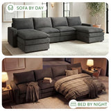 HONBAY 127.2 Inch Corduroy Cloud Modular Sectional Sofa with Chaise
