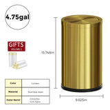 LEASYLIFE 18L/4.7GAL Gold Bathroom Trash Can with Lid,Brass Garbage Can with Flipping Lid,Brushed Stainless Steel for Bedroom,Living Room,Office,Guest Room (4.7gal-Gold)