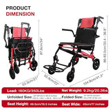 Wheelchairs for Adults Transport Chair Lightweight Foldable with Telescopic Handle, 17-Inch Seat Width Portable Folding Travel Wheel Chairs for Seniors (June Updated Version)