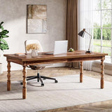 Large Executive Office Desk, 62.2-Inch Farmhouse Modern Computer Desk, Mid Century Study (Walnut)