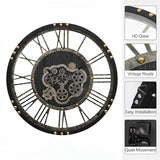 AMAATE Steampunk Wall Clock with Moving Gears, Kinetic Mechanical Industrial Design, Retro Distressed Iron Finish, Dynamic Art for Living Room and Bar Decor, 24 Inch