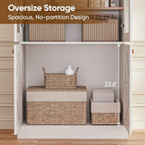 Vyre 71" Tall Modular Farmhouse Bookcase with Glass Doors & Drawers