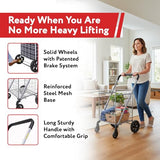 Foldable Shopping Cart with Wheels & Brake System - Heavy Duty Collapsible Utility Cart for Groceries & Laundry